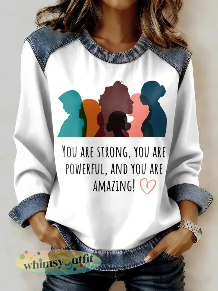 Dames Moederdag Gedrukte Kraag Lange Mouw Sweatshirt - Wit / S