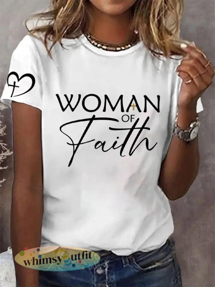 Dames Moeders Geloof Moederdag Gedrukt Casual T-shirt - Wit / S