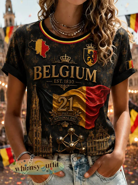 Dames Nationale Dag Thema T-shirt met korte mouwen - A / S