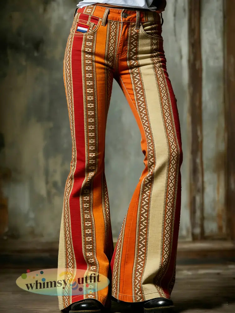 Dames Nederland Vintage Gestreepte Gestreepte Casual Uitlopende Broeken - Veelkleurig / S