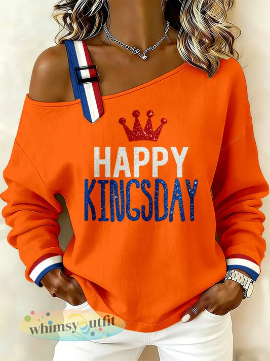 Dames Nederlandse Koningsdag print hemdje sweater - A / S
