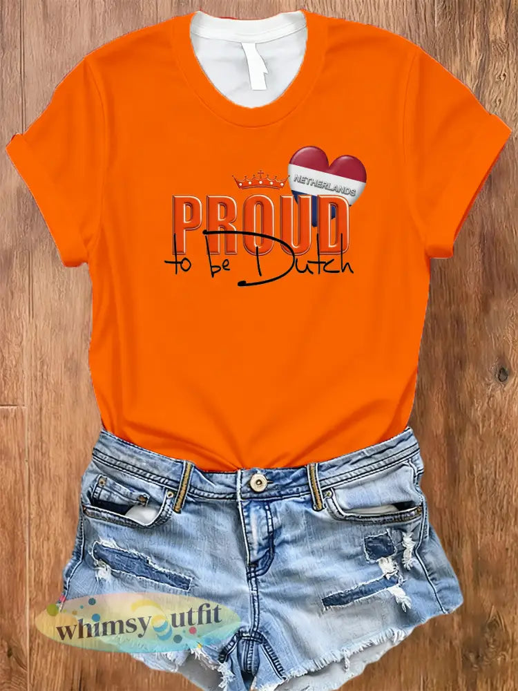 Dames Nederlandse Koningsdag print T-shirt - A / S