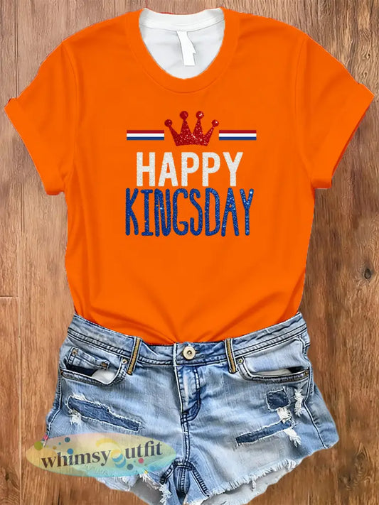 Dames Nederlandse Koningsdag print T-shirt - A / S