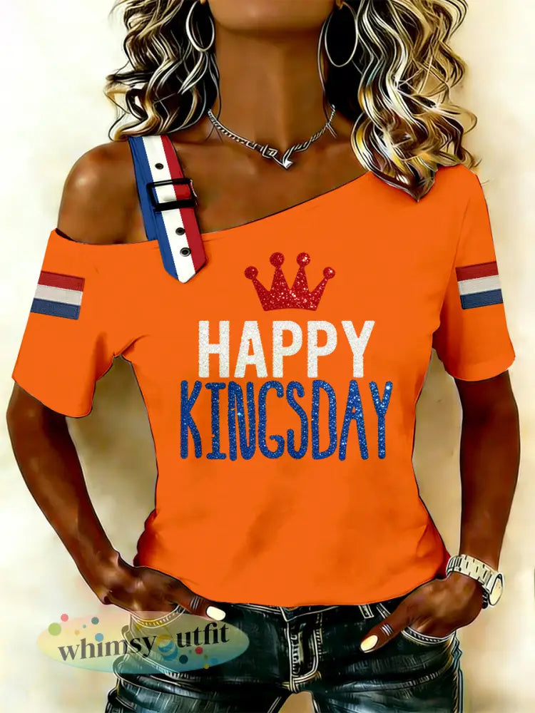 Dames Nederlandse Koningsdag Print Tank Top T-shirt - A / S