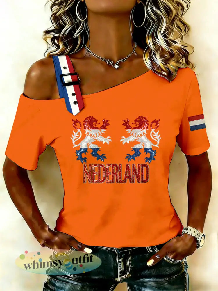Dames Nederlandse Koningsdag Print Tank Top T-shirt - A / S