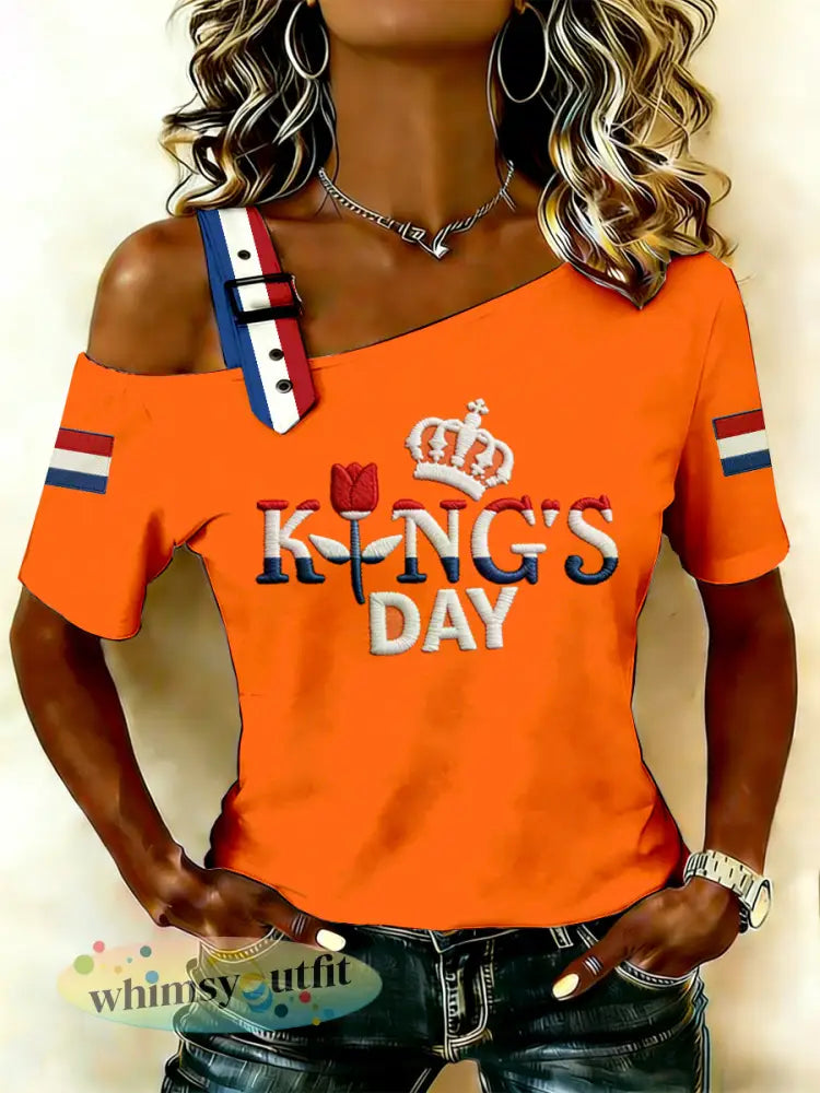 Dames Nederlandse Koningsdag Print Tank Top T-shirt - A / S