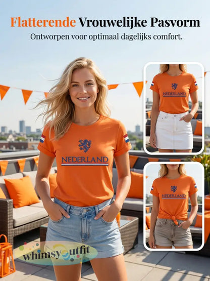 Dames Nederlandse vlag print casual T-shirt
