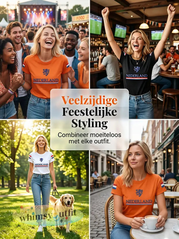 Dames Nederlandse vlag print casual T-shirt