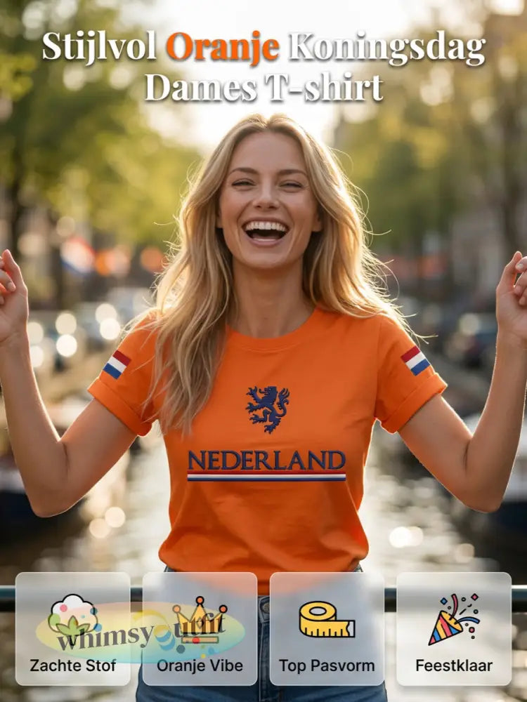 Dames Nederlandse vlag print casual T-shirt