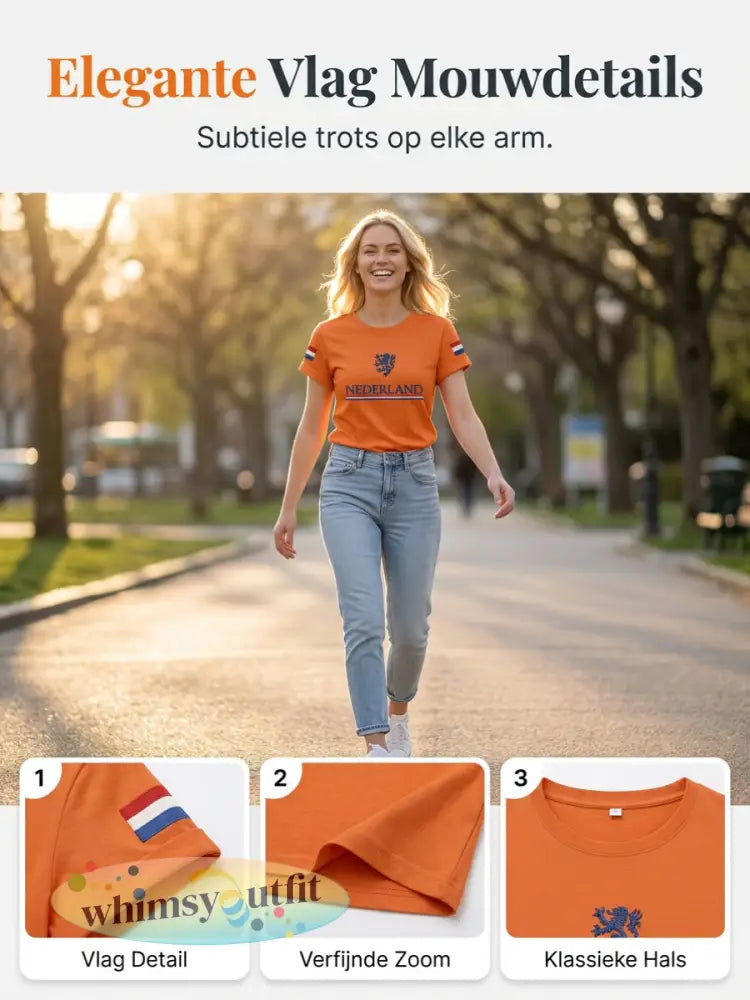 Dames Nederlandse vlag print casual T-shirt