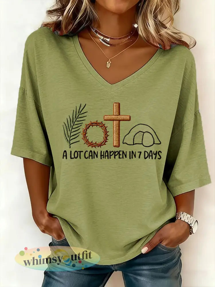 Dames paashaas veel kan gebeuren in 3 dagen Gedrukt T-shirt - Groen / S