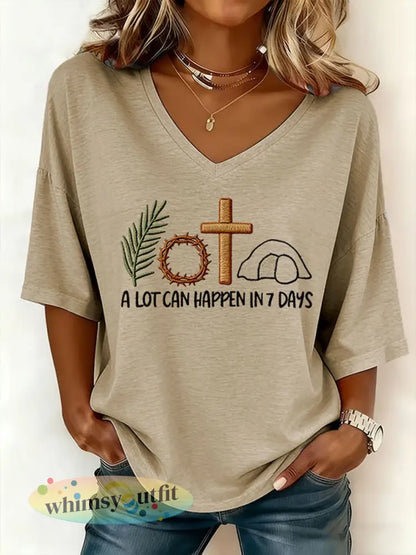 Dames paashaas veel kan gebeuren in 3 dagen Gedrukt T-shirt - Kaki / S