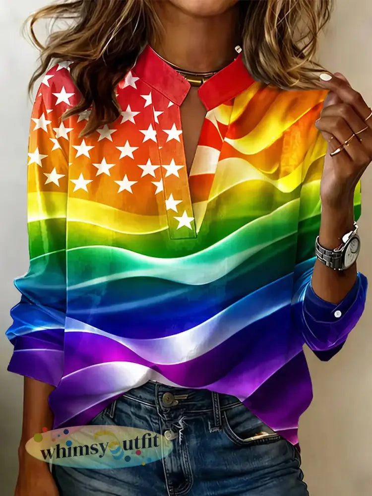 Dames Pride maand regenboogvlag bedrukt katoen-linnen bovenkant