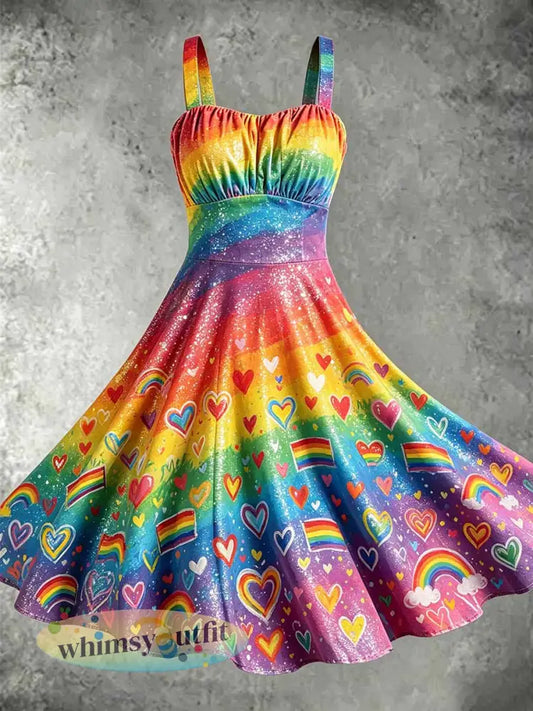 Dames Pride Month Art Print Modebedrukte jurk - als foto / S