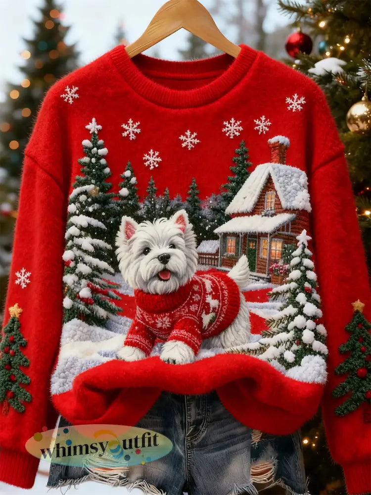 Dames retro dier kerst kunst print casual flanellen top - B / S