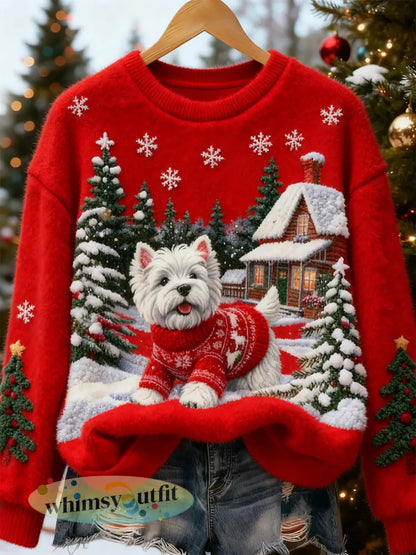 Dames retro dier kerst kunst print casual flanellen top - B / S