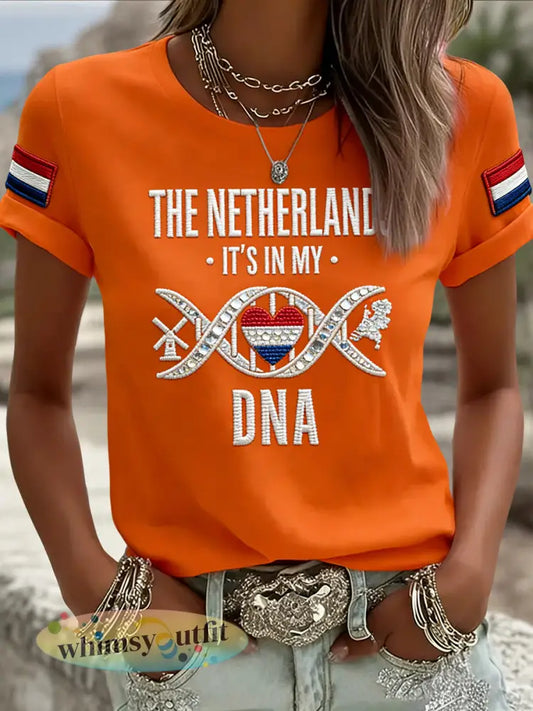 Dames Retro Koningsdag Liefdadigheid Casual T-shirt - Sinaasappel / S