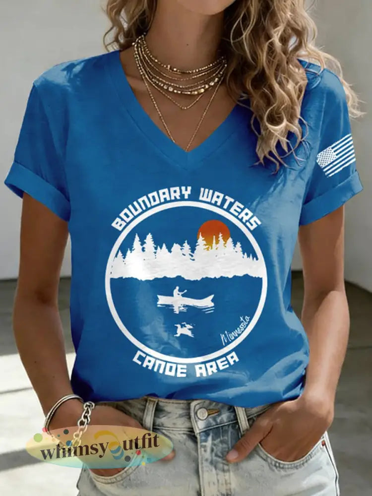 Dames Save The Boundary Waters Print T-shirt - Blauw / S