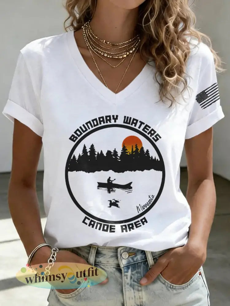 Dames Save The Boundary Waters Print T-shirt - Wit / S