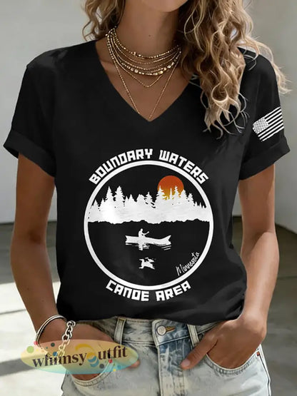 Dames Save The Boundary Waters Print T-shirt - Zwart / S