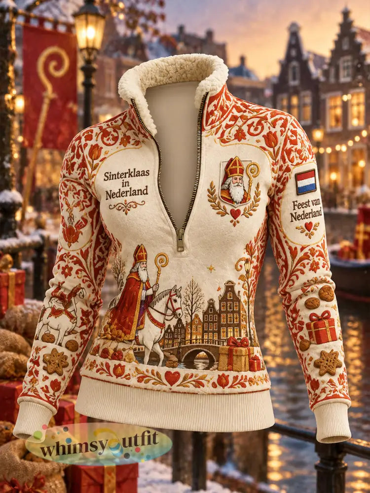 Dames-sweatshirt met grafische print voor Sint Nicolaas coltrui en lange mouwen - A / S