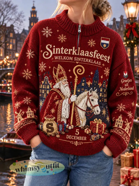 Dames-sweatshirt met grafische print voor Sint Nicolaas coltrui en lange mouwen - A / S