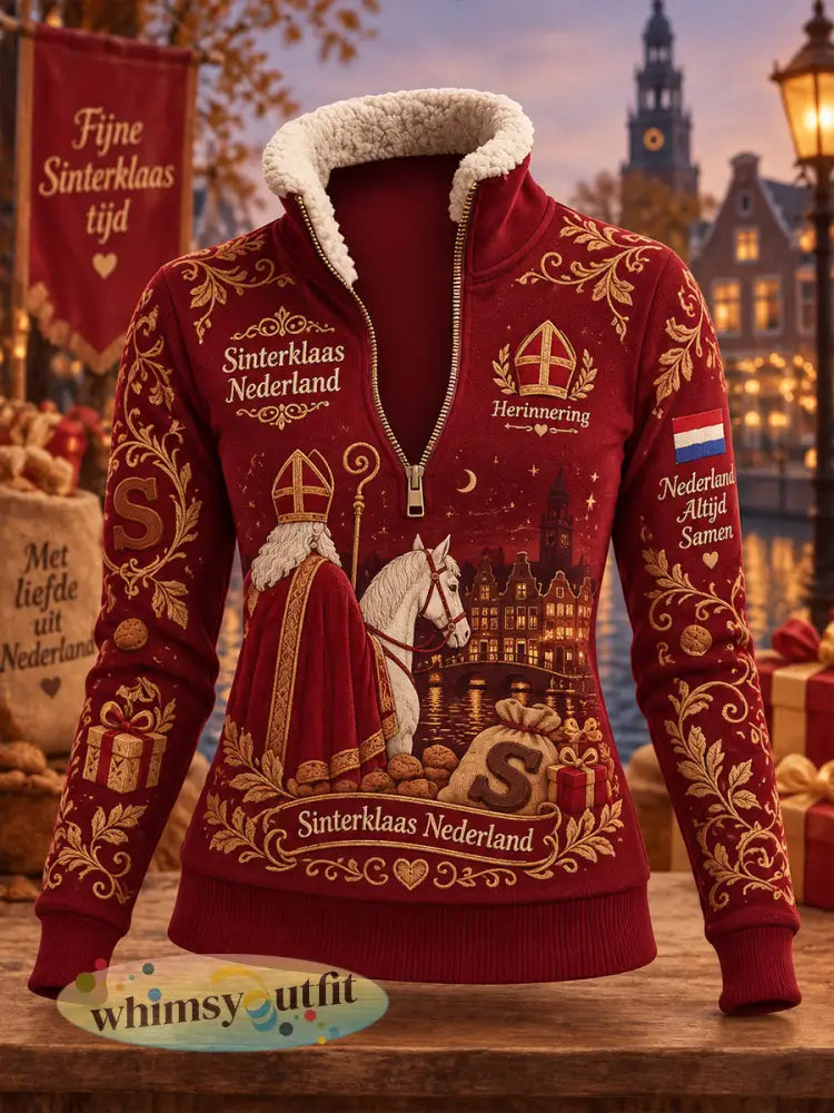 Dames-sweatshirt met grafische print voor Sint Nicolaas coltrui en lange mouwen - A / S