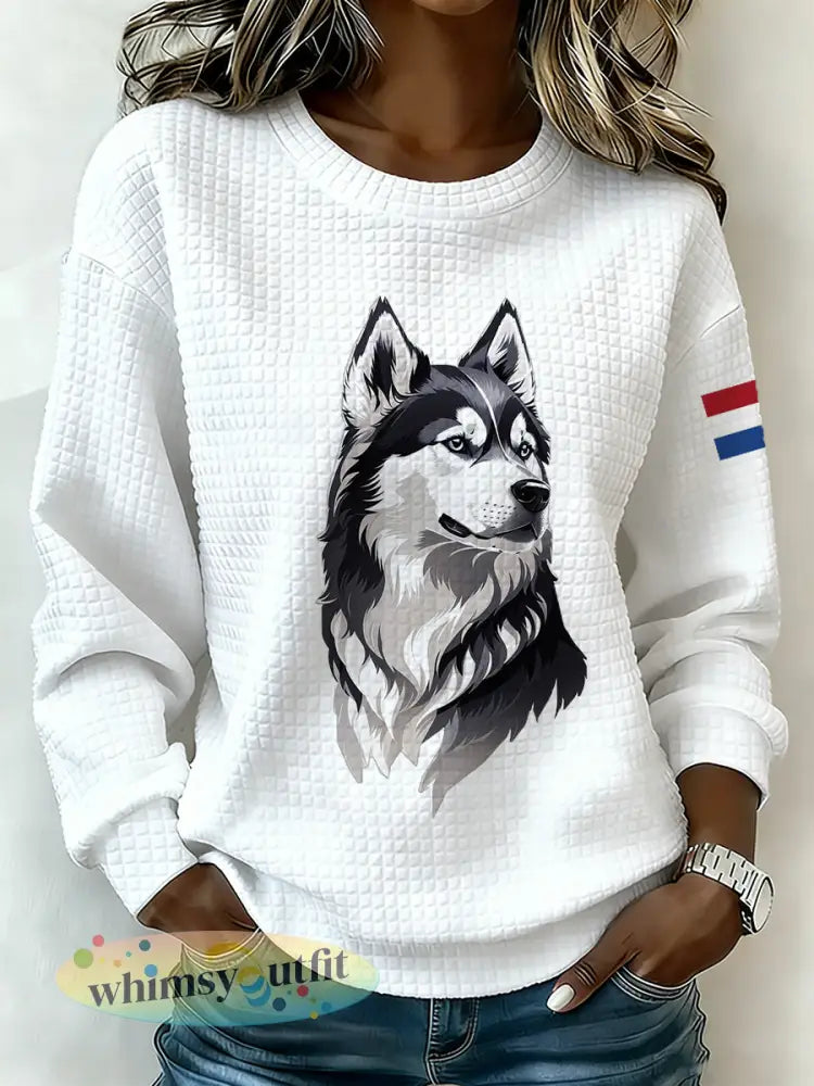 Dames sweatshirt met lange mouwen en Nederlandse hondendruk - A / S
