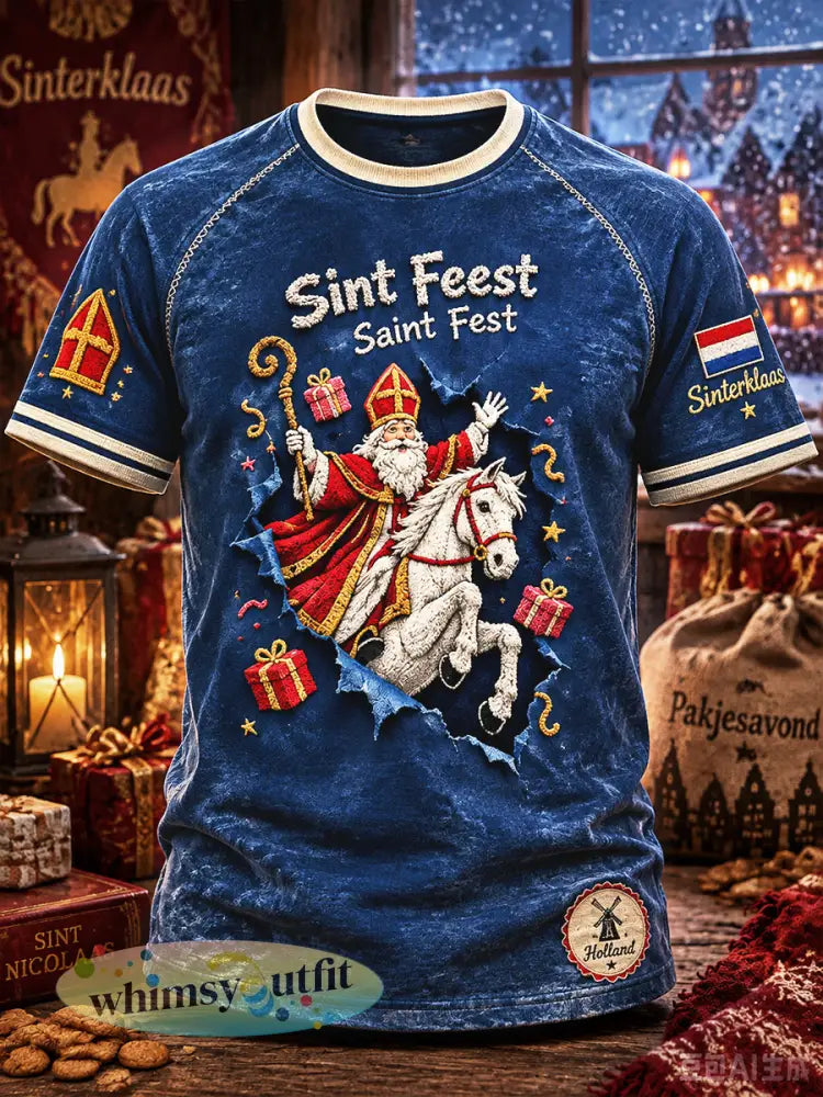 Dames-T-shirt met 3D-print casual voor Sinterklaas in Nederland - Diep Blauw / S