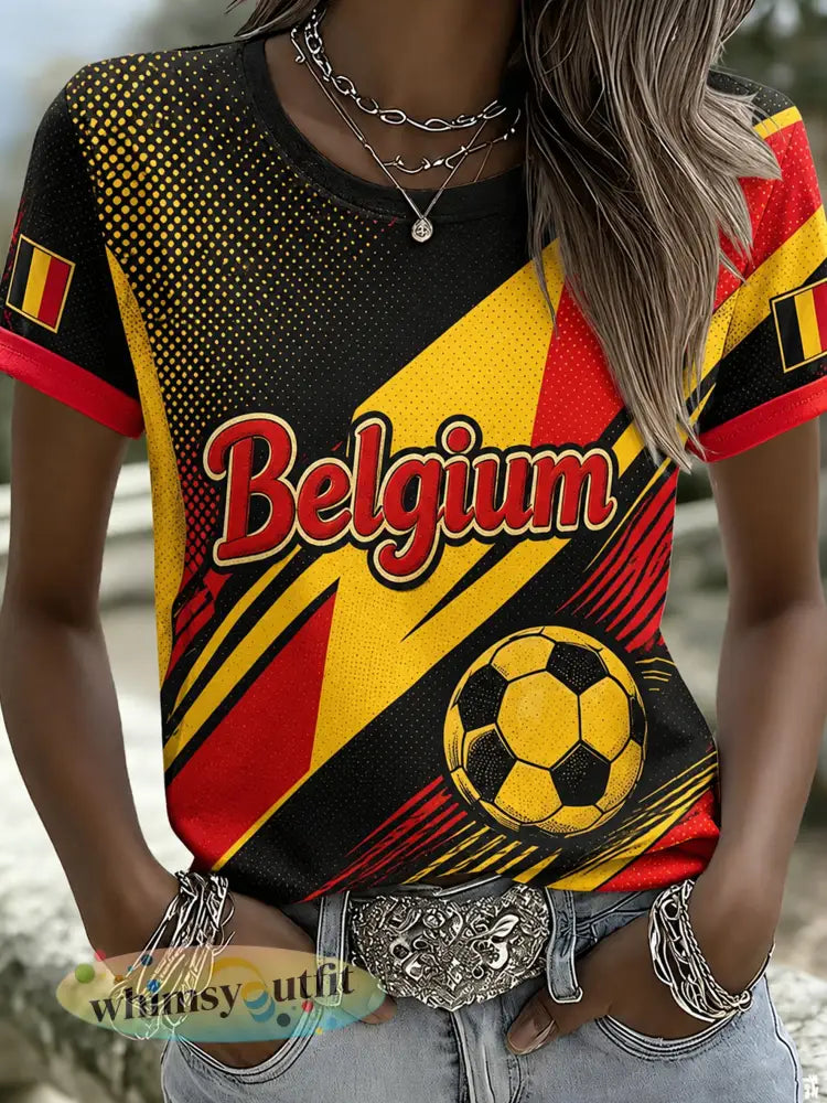 Dames-T-shirt met Belgische voetbalkunstprint - A / S
