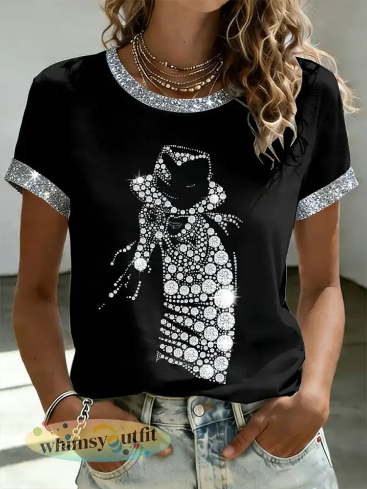 Dames T-shirt met korte mouwen - Zwart / S