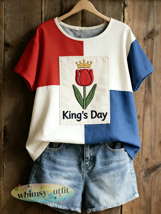 Dames T-shirt met kunstprint ter herinnering aan Koningsdag in Nederland - A / S