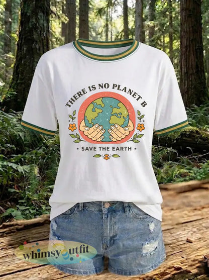Dames T-shirt met opdruk ’There Is No Planet B’ - Wit / S