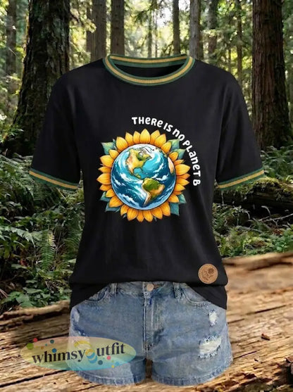 Dames T-shirt met opdruk ’There Is No Planet B’ - Zwart / S
