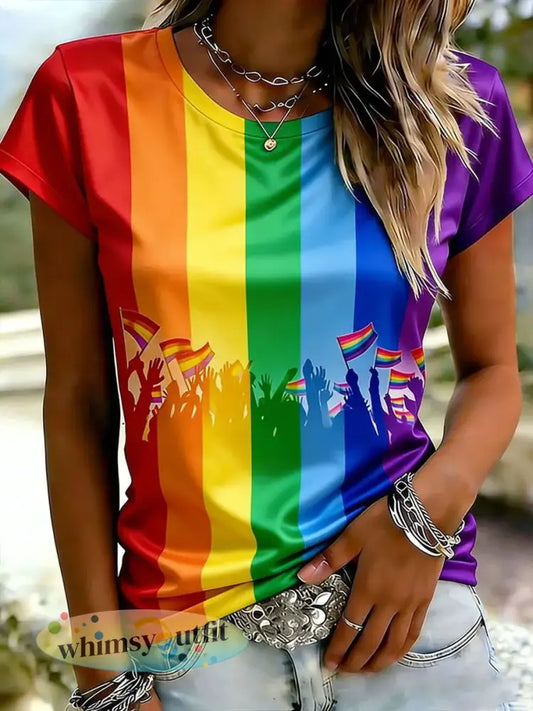 Dames T-shirt met opdruk voor Pride-maand - als foto / S