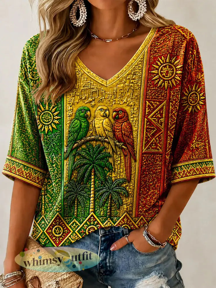 Dames T-shirt met print ‘Every Little Thing Is Gonna Be Alright’ casual stijl - als foto / S