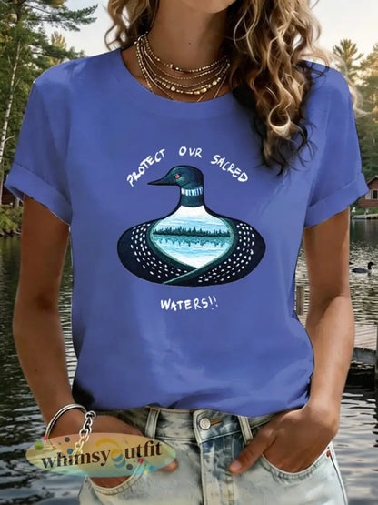 Dames T-shirt met print ’Save The Boundary Waters’ - Koningsblauw / S
