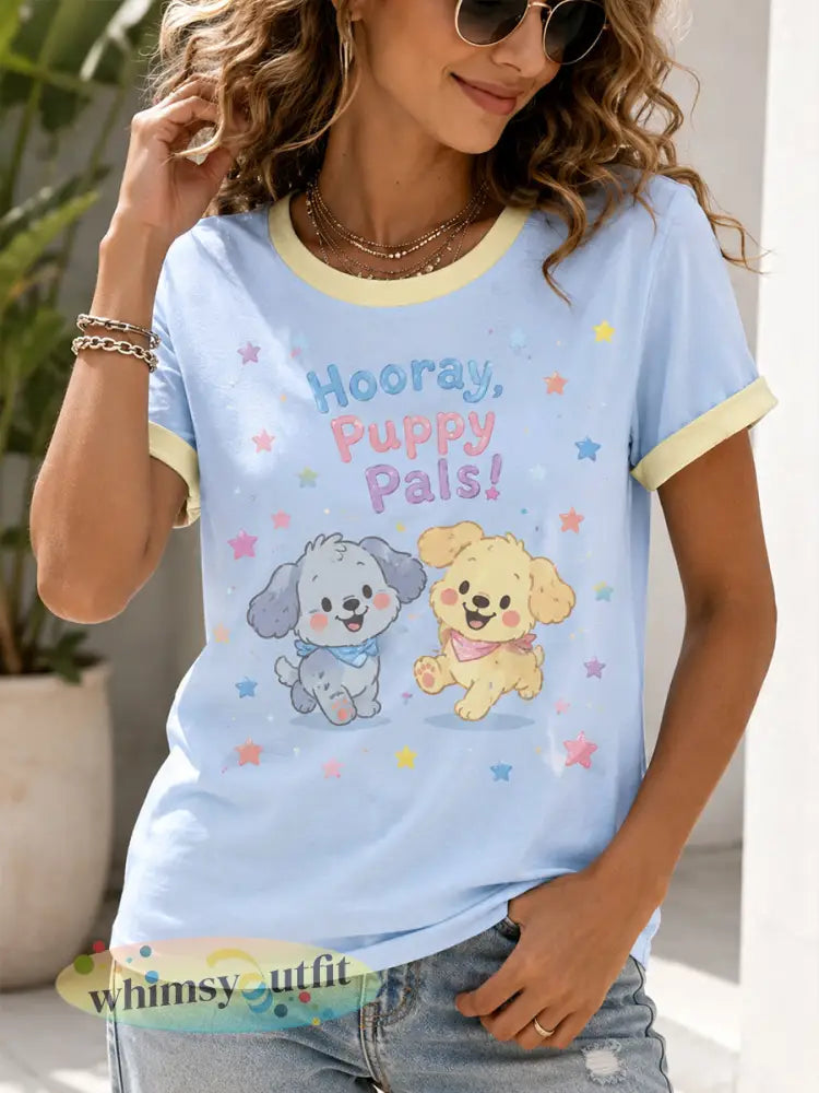 Dames T-shirt met schattige dierenprint en korte mouwen - A / S