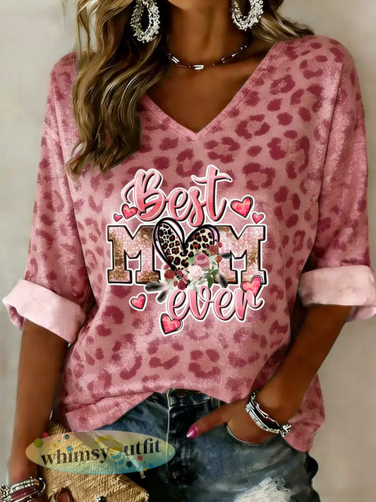 Dames T-shirt met V-hals thema Moederdag - A / S