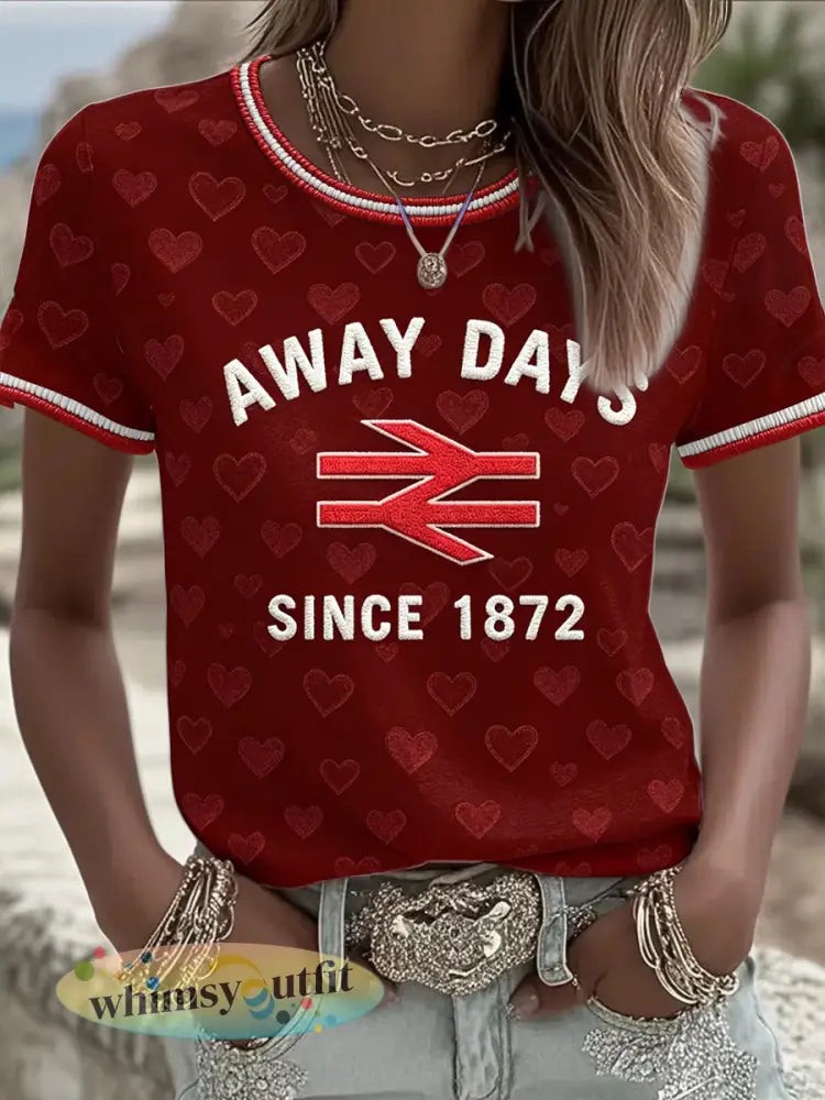 Dames T-shirt met voetbalthema en hartmotief voor Schotse voetbalfans - Rood / S