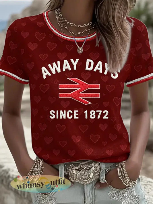 Dames T-shirt met voetbalthema en hartmotief voor Schotse voetbalfans - Rood / S