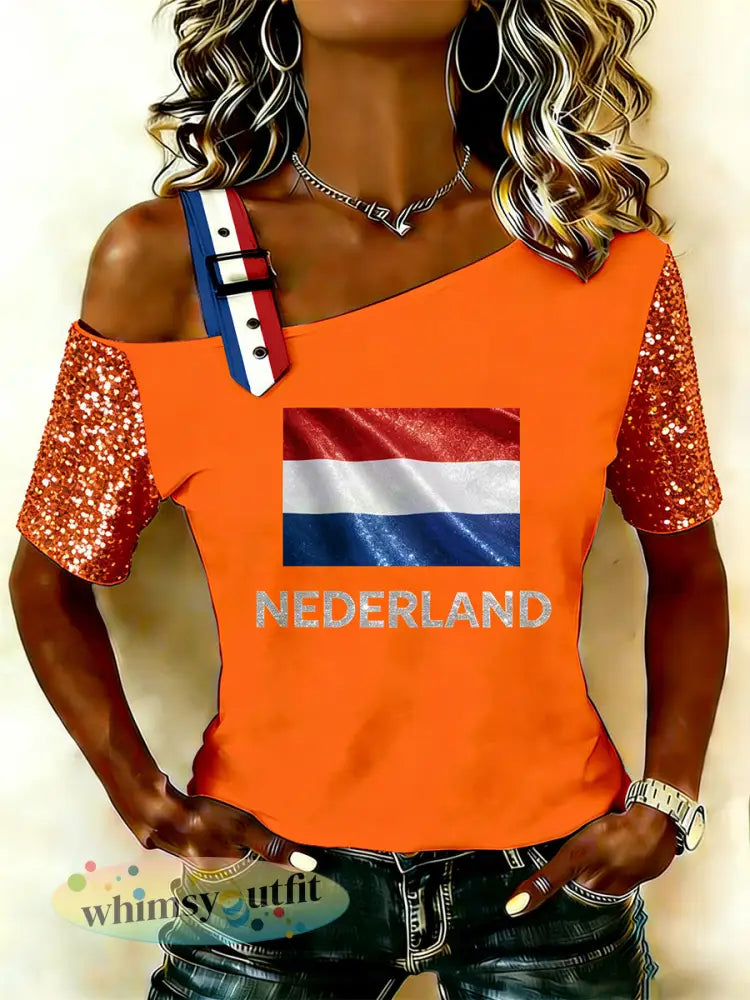 Dames Tanktop T-shirt met Koningsdagprint - A / S