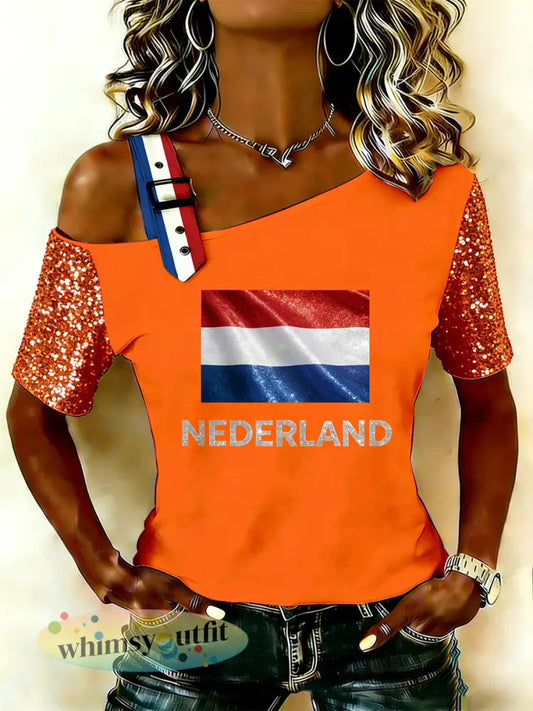 Dames Tanktop T-shirt met Koningsdagprint - A / S