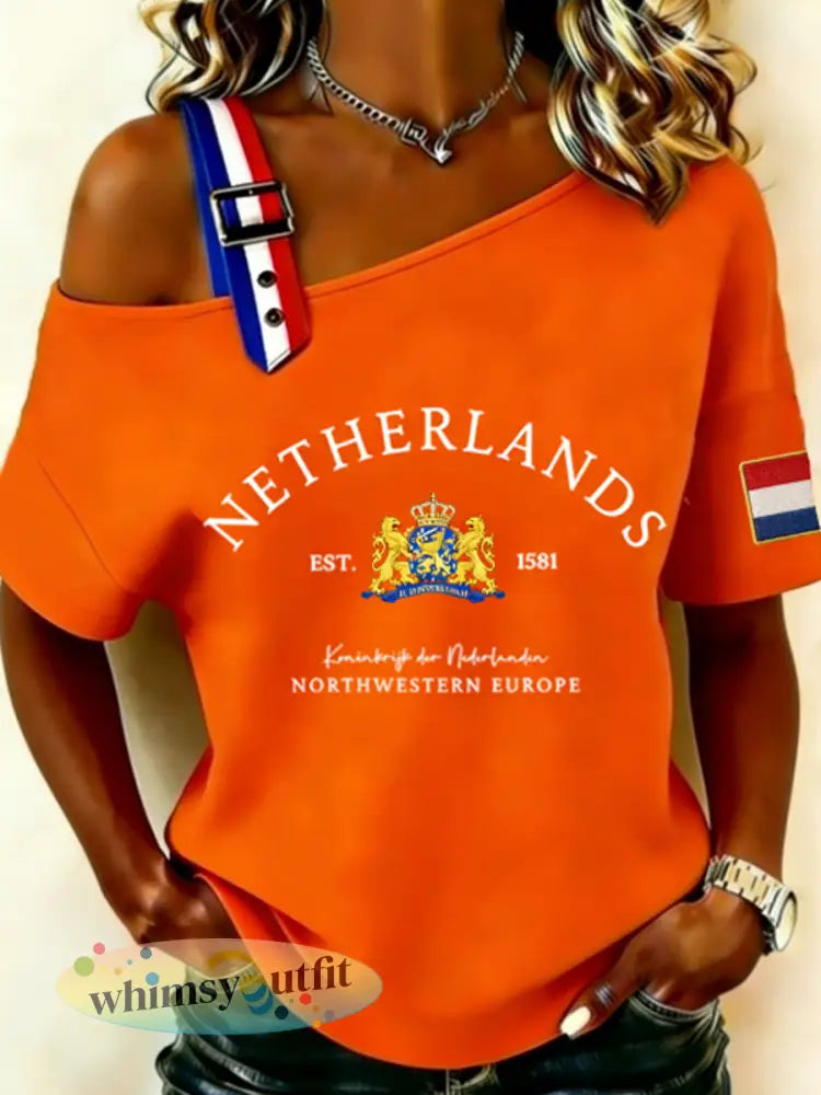 Dames Tops voor Koningsdag - Sinaasappel / S