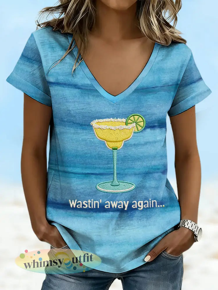 Dames vakantie strandstijl Margs-liefhebber gedrukt t-shirt - Blauw / S