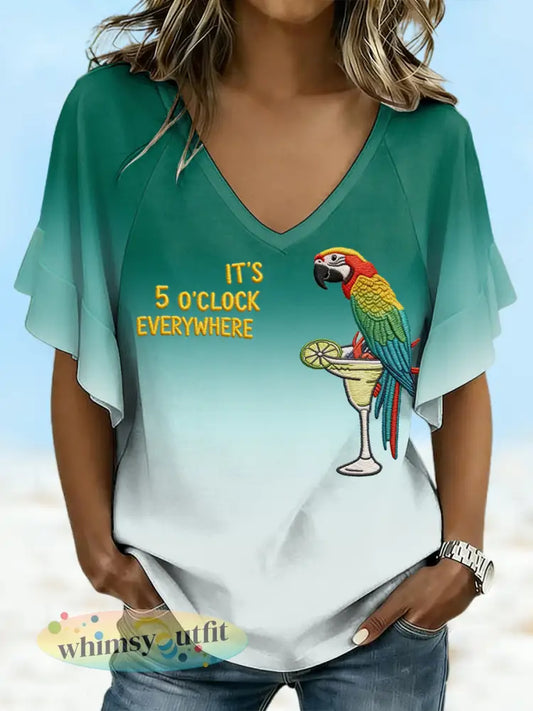 Dames vakantie strandstijl Margs-liefhebber gedrukt t-shirt - Groen / S