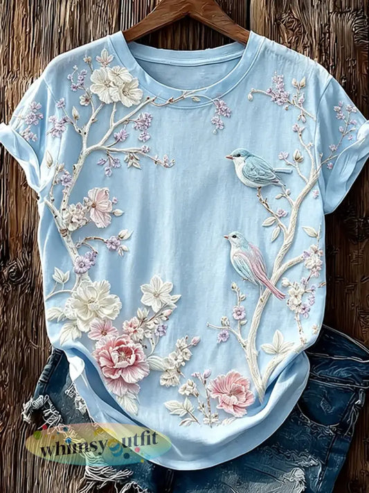 Dames vintage dierenkunstprint casual t-shirt - A / S