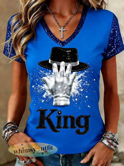 Dames vintage herdenkings-T-shirt met opdruk van de - Blauw / S