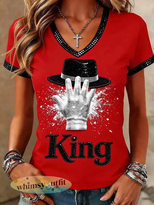 Dames vintage herdenkings-T-shirt met opdruk van de - Rood / S