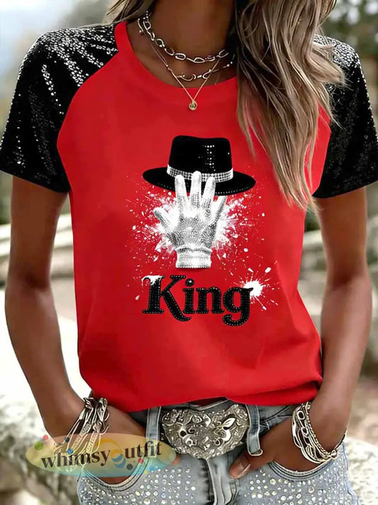 Dames vintage herdenkings-T-shirt met opdruk van de - Rood / S